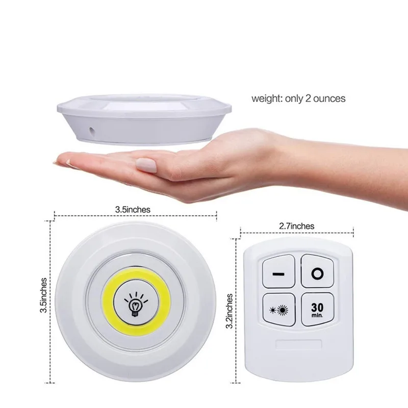 Imagem -05 - Controle Remoto sem Fio Led Luz Super Brilhante Cob Regulável Roupeiro Lâmpada da Noite Casa Quarto Armário Cozinha 3w