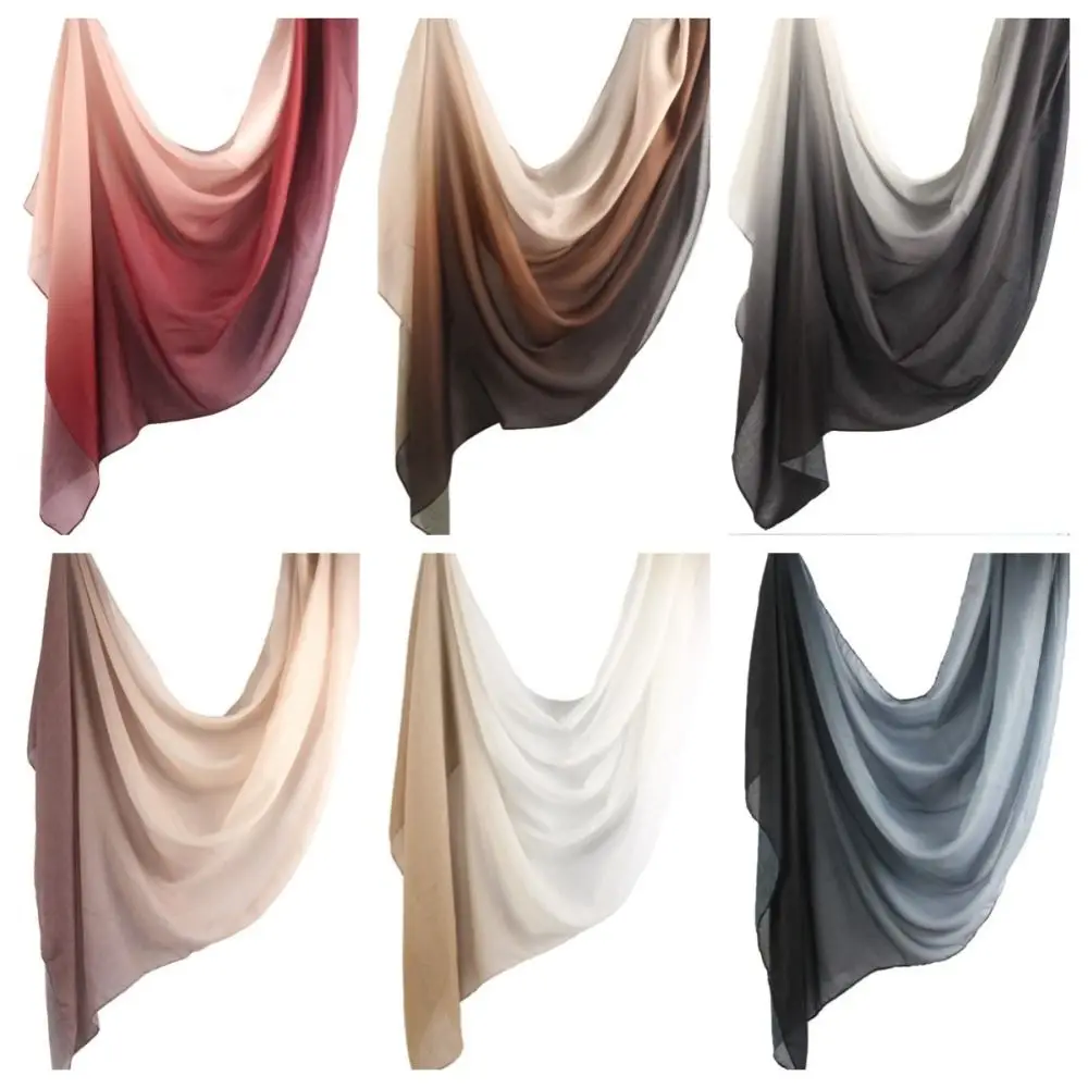 وشاح حجاب فاخر متدرج اللون طويل بحافة واسعة وشاح واقي من الشمس باندانا شاطئ عمامة إسلامية