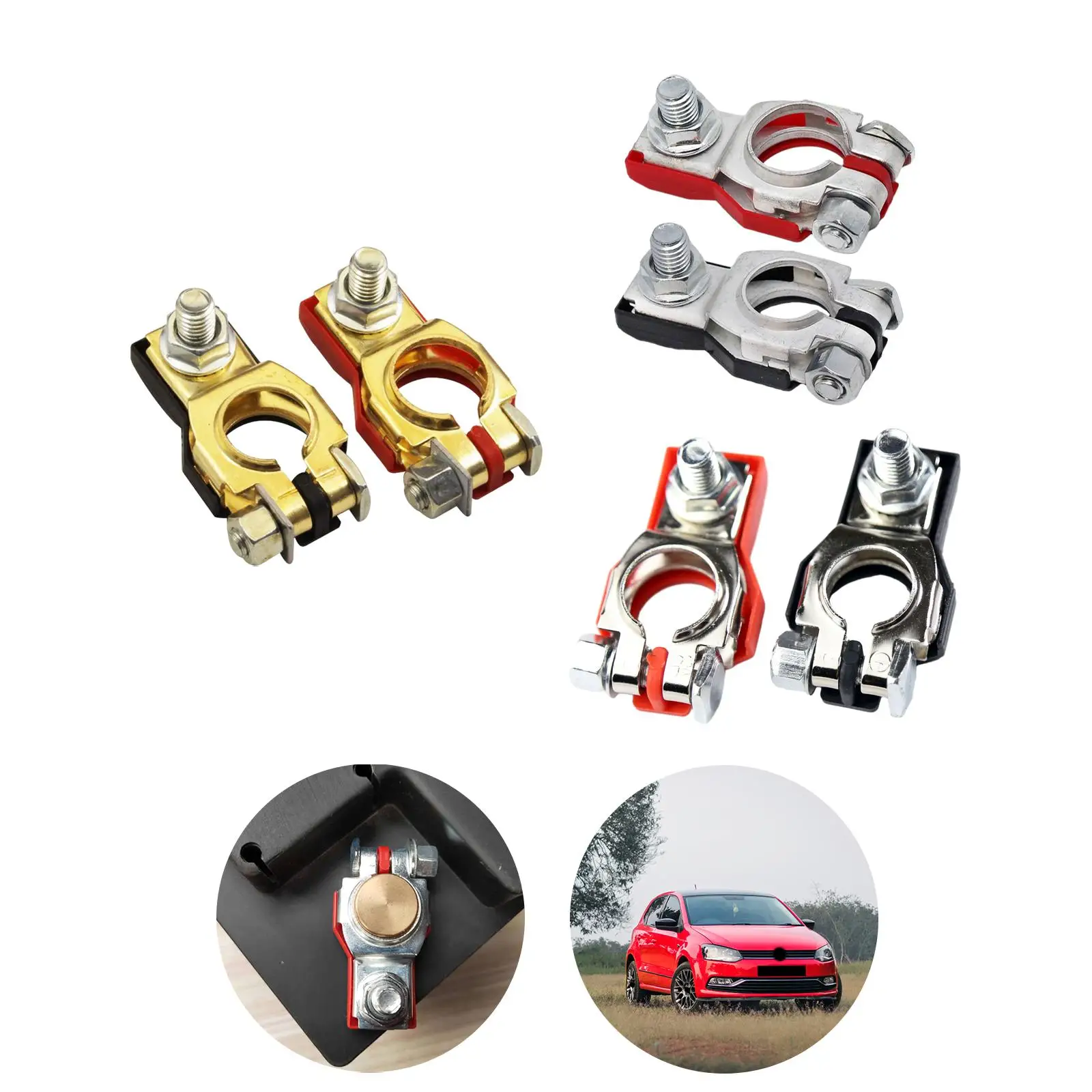 2x Battery Terminal Clamps Positive & Negative for Yachts Trailers Boat