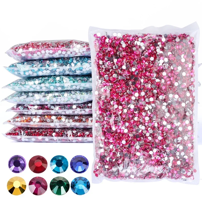 DUCRYSTAL 2mm-5mm 10000Pcs Resin Rhinestones Colorful Non Hotfix Flatback Resin Rhinestoen For Clothes Nail
