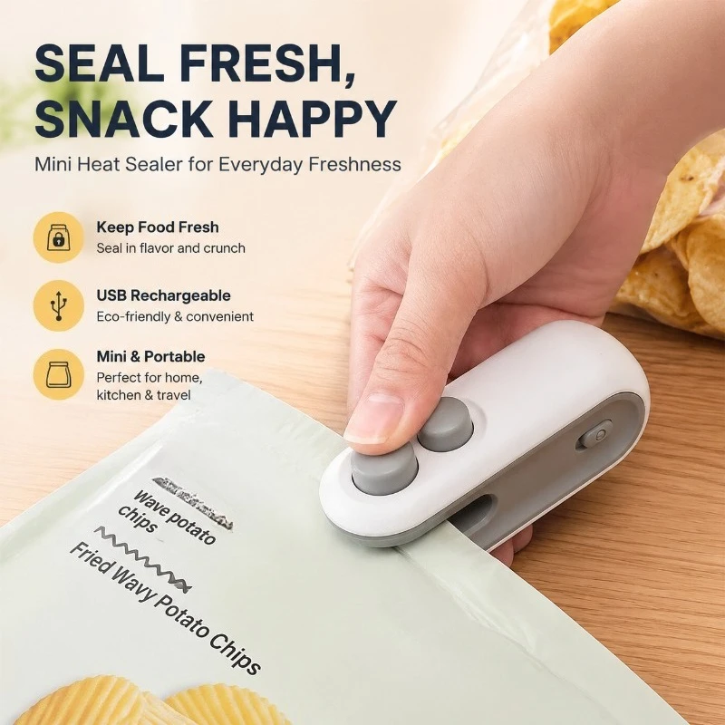 

Mini Heat Sealer Machine USB Rechargeable Portable Bag Sealer for Food Storage Chips Cookies PP PE PVC Bags Kitchen Camping