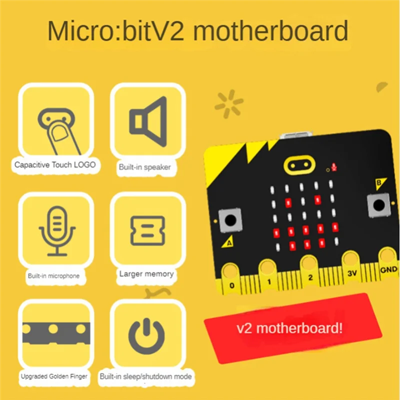 HFES Bbc Microbit V2.0 마더보드 Python 프로그래밍 가능 학습 개발 보드 L Dur의 그래픽 프로그래밍 소개