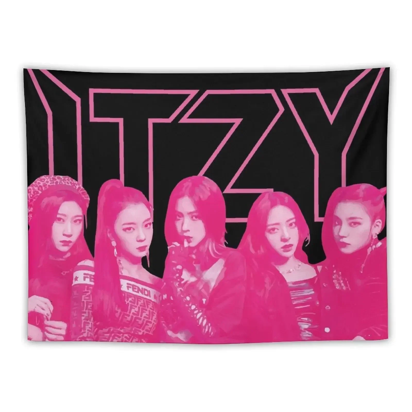 Metal ITZY - Pink (Black version) Tapestry Wall Hanging Decor Decor For Room Tapestry