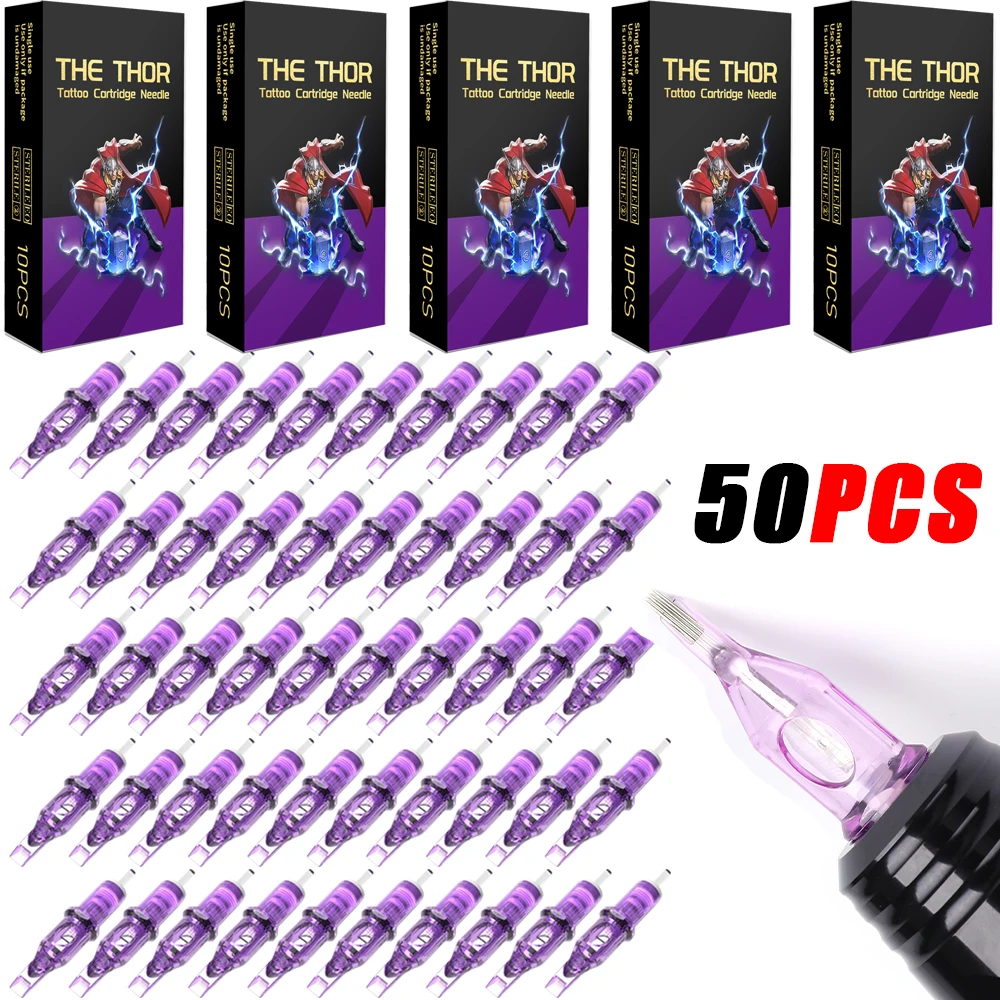 YILONG 50/20PCS cartucce per tatuaggi viola usa e getta ago RM/RL/M1/RS ago diametro 0.35MM ago per tatuaggio per macchina per tatuaggi