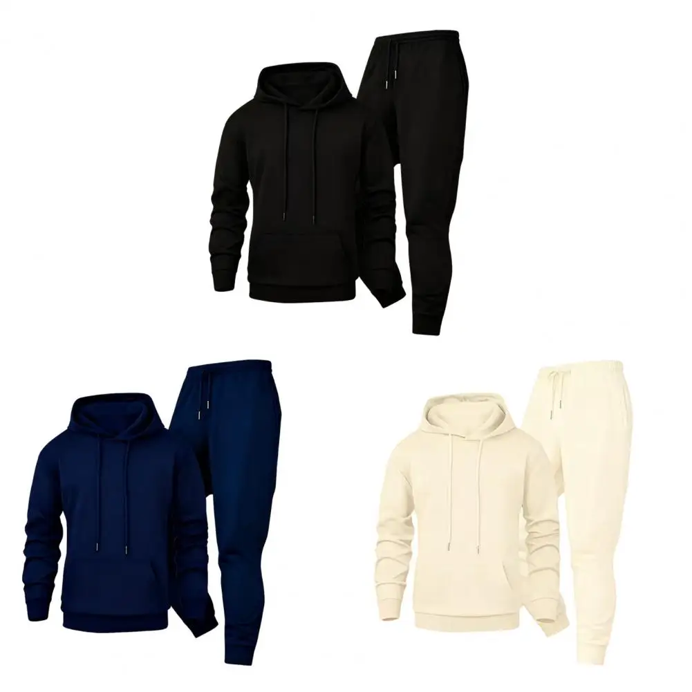 

Men Tracksuits Autumn Winter Warm Suit 2 Pieces Sets Hooded Sweatshirt Pants Long Sweatpants Streetwear Men Outfit Set Tracksuit