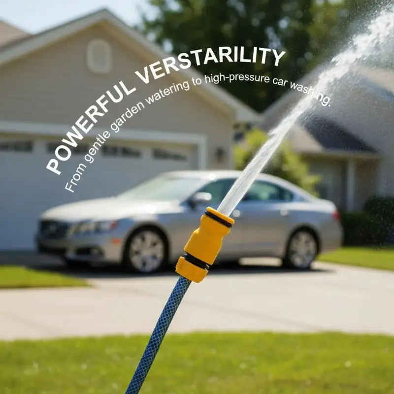 4-Point Plastic Garden Hose Quick Connector, Leak-Proof for Watering & Car Washing
