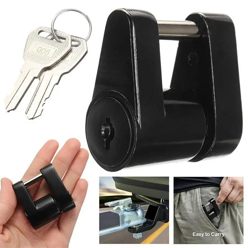 

1/4" Zinc Alloy Trailer Coupler Lock Anti-Theft Security Protector with 2 Keys for RV Truck Caravan Accessories
