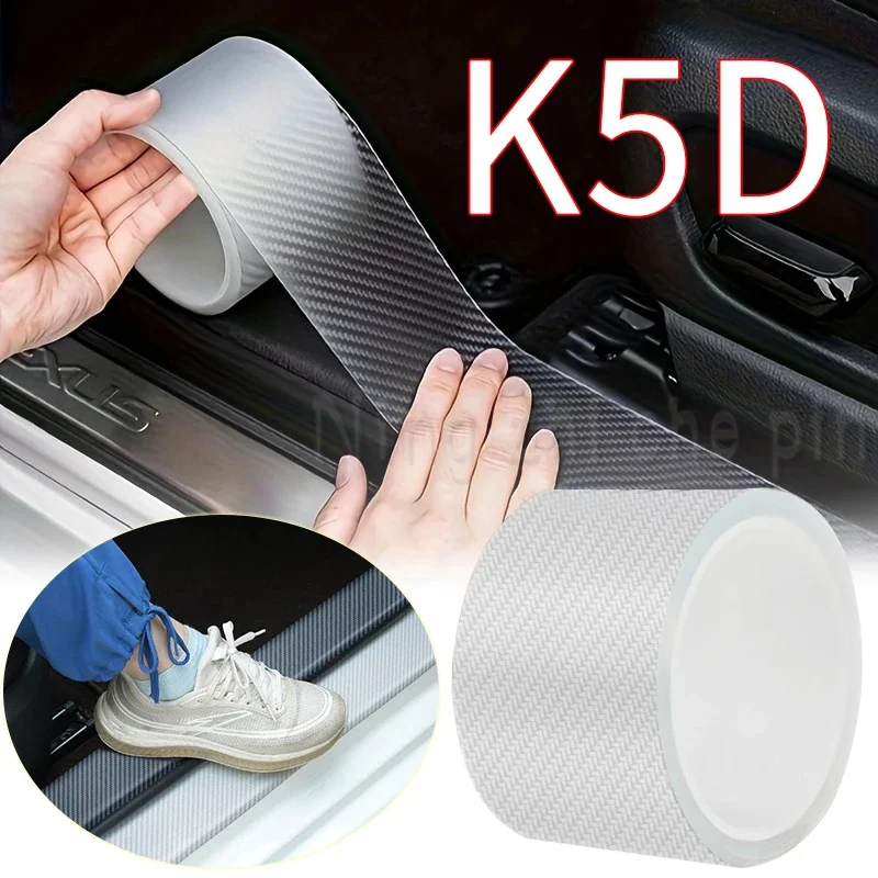

Высокое качество K5D прозрачное углеродное волокно защитные наклейки на дверь автомобиля лента против царапин авто багажник порог защитная пленка