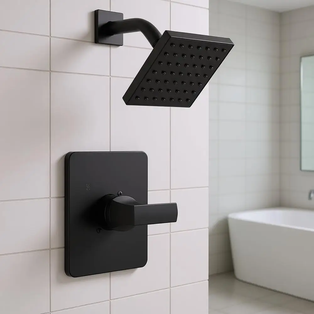 

14 Series Matte Black Shower Faucet Set with Handle and Trim Kit, T14237-BL (Not Included)