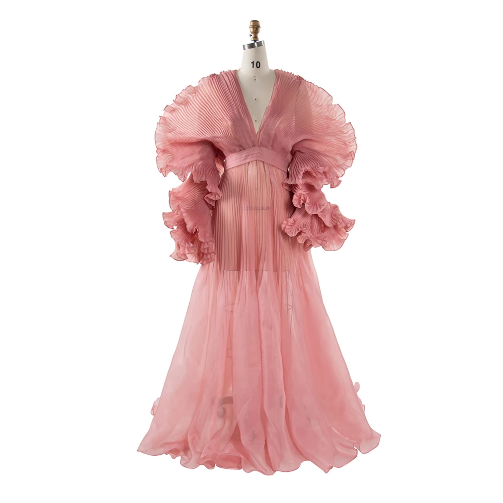 organza maternity dress Lightweight Organza Maternity Dress for Photography Pregnant Women Baby Shower Dress 8 / Picture Color