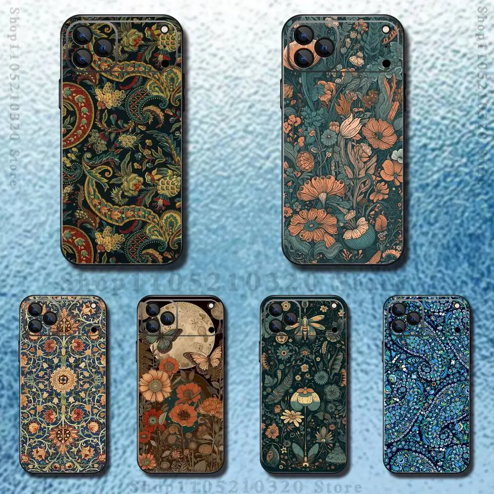 

Art W-William M-Morris Phone Case For iPhone 17,16,15,14,13,12,11,Pro,Max,Plus,E,Air,Mini Protective Black Cover