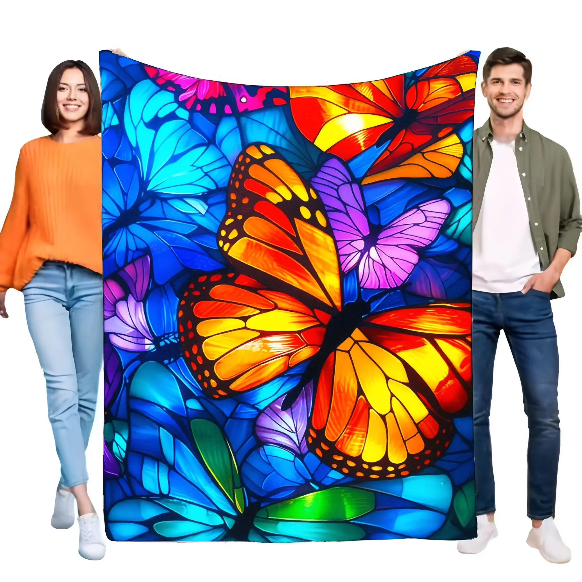 Colorful Butterfly Blanket Soft and Warm Throw for Sofa Bed, Cozy Home Decor, Lightweight and Stylish Birthday or Holiday Gift f
