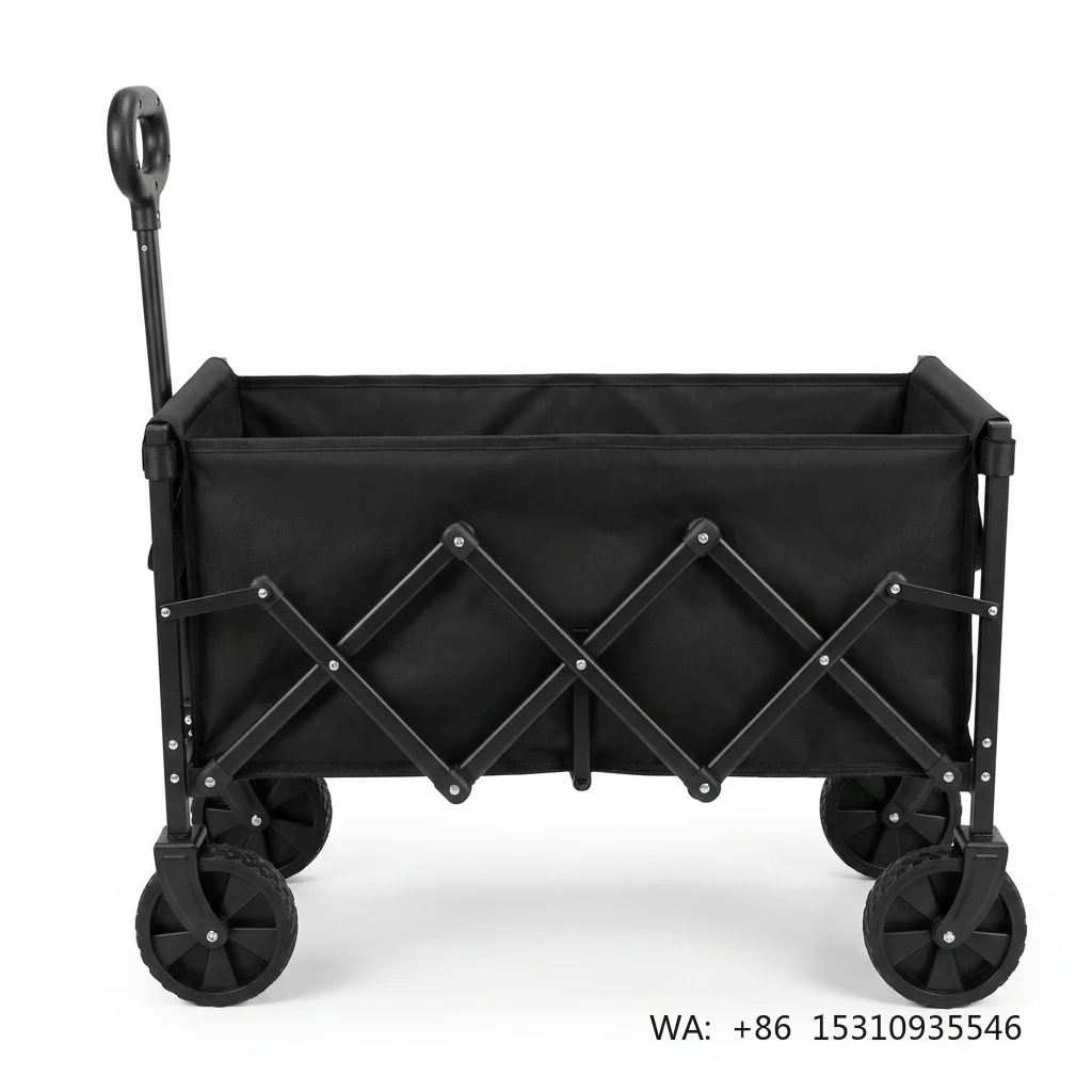Wholesale Collapsible Foldable Alloy Steel Wagon 4-Wheel Heavy Duty 180lbs Capacity Lightweight Utility Cart for Camping