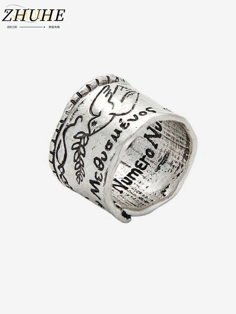 

ZHUHE The Retro Relief Scroll Ring Is A Copper Material Carnival Jewelry Accessory For Women