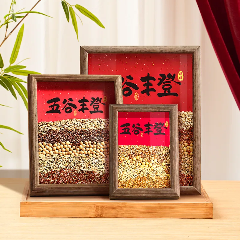 

Calligraphy Photo Frame Decoration Housewarming Gift Desk Ornament Spring Festival Produce Good Harvests Pendant Home Decor