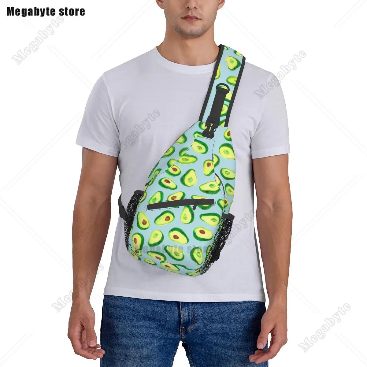 Avocado Love Shoulder Bags Kawaii Fruit Print Streetwear Chest Bag Travel Outdoor Style Sling Bag Graphic Design Small Bags