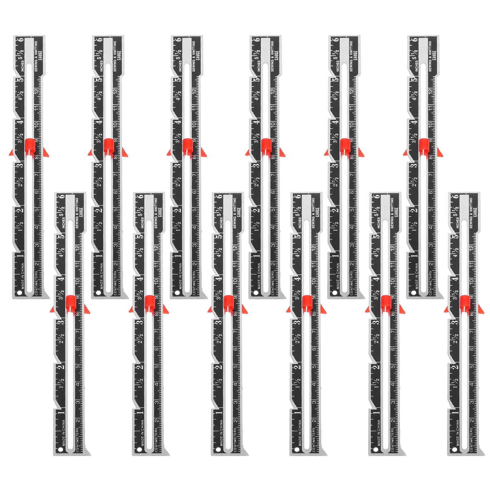 

12 Pcs Ruler Knitting Gauge Knitting Gauge Ruler Hemming Tool Aluminum Seam Alloy Measuring Sewing Quilt Fabric