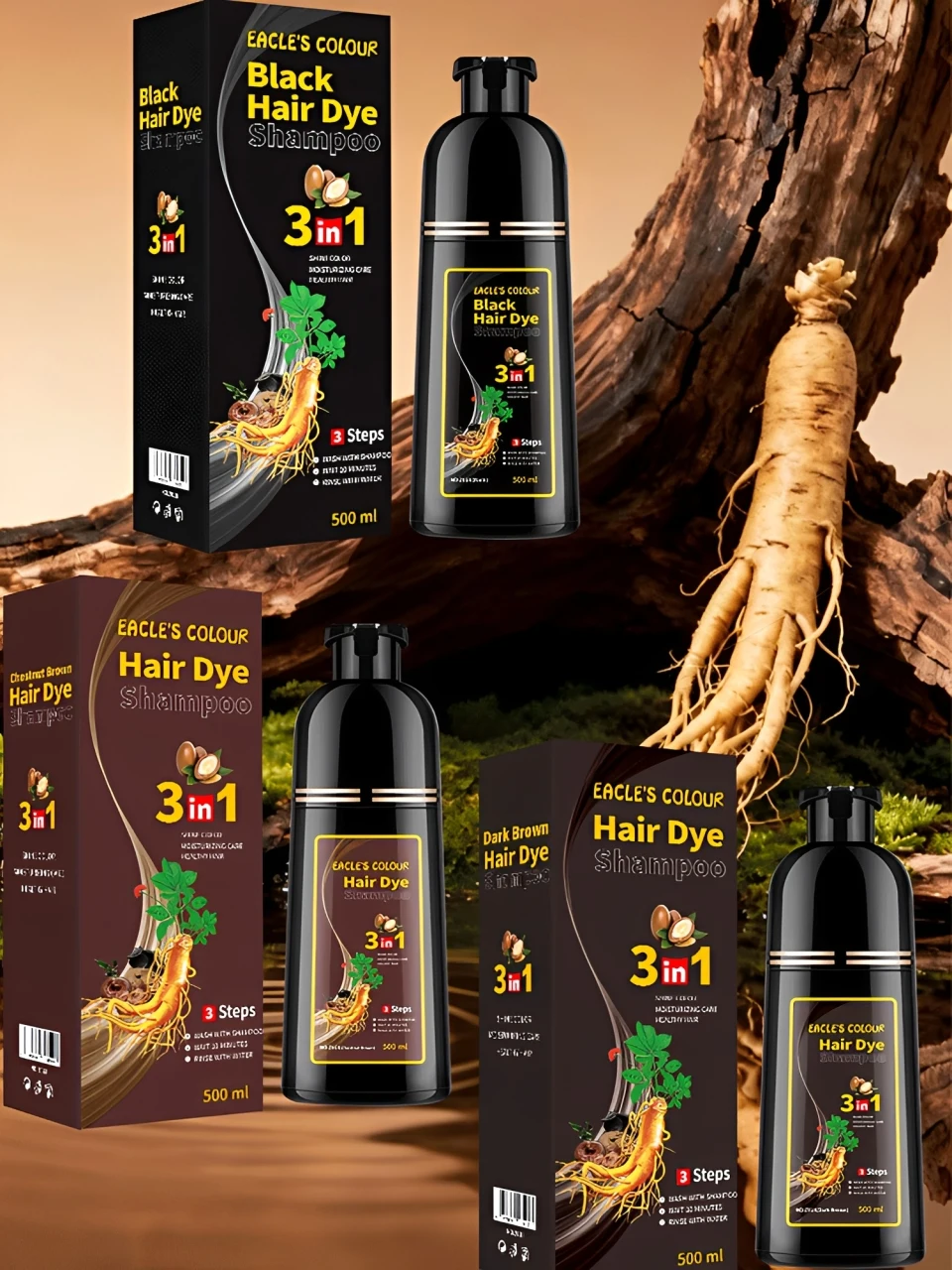 Schnelles Haarfärbeshampoo 3 in 1 Sofortfärbeshampoo Grau-Weiß-Abdeckung Natürliche Pflanzliche Schnellfärbung Langanhaltendes Färbeshampoo – Detail 1