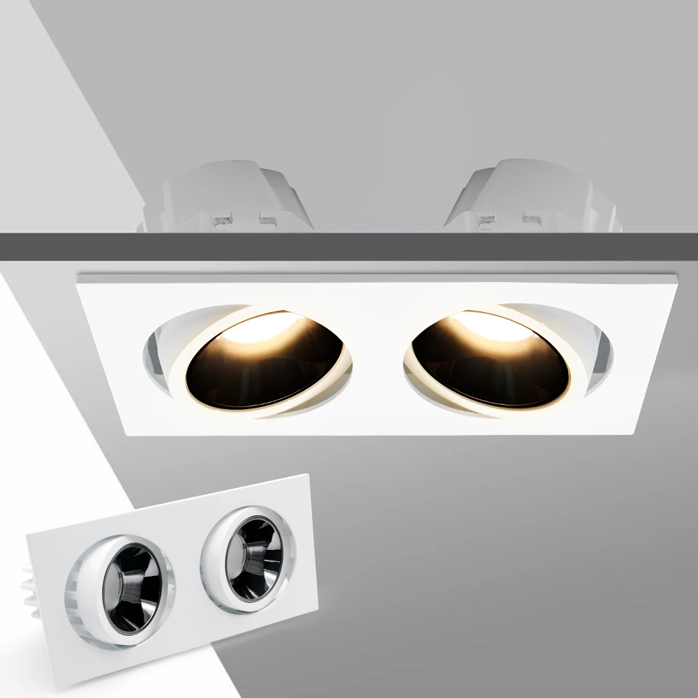 

Recessed LED Ceiling Lamp Angle Adjustable 7W 24W Single/Double Head LED Spot lights Anti-Glare Downlight For Home Office Store