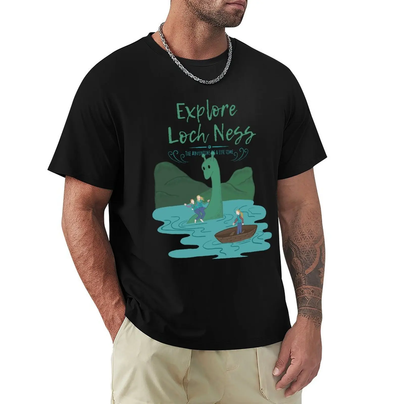 Explore Loch Ness T-Shirt Daily Work Short Sleeve Top
