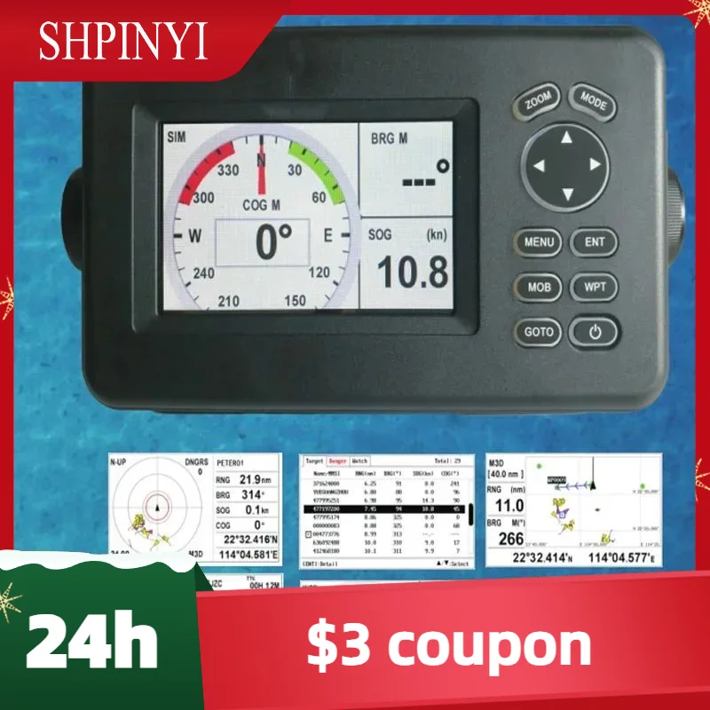 New HP-528A 4.3-inch Color LCD Chart Plotter Built-in Class B+ AIS Transponder Combo High Sensitivity Marine GPS Navigator