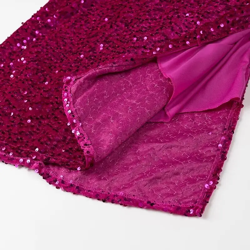 

Sexy Open Split Long Dr Sparkling Bal Underwear Sle ter Dr for Women Autumn New Arrival Glitter Dr