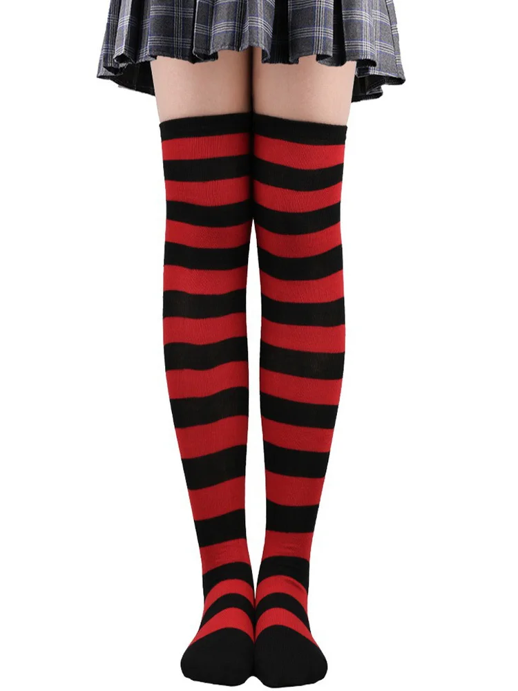 Полосатые чулки, новые осенне-зимние длинные вязаные носки в полоску зебры, гольфы в стиле Лолиты, сохраняющие тепло чулки