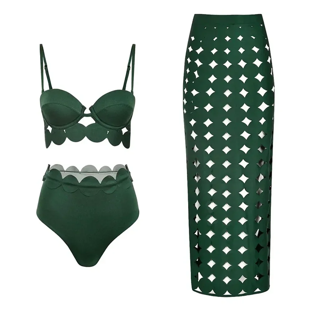 

2025 New Sexy Bikini Set Printed Brazilian Biquini Women Swimwear Skirt Bathing Suit Girls Summer Beachwear Dress