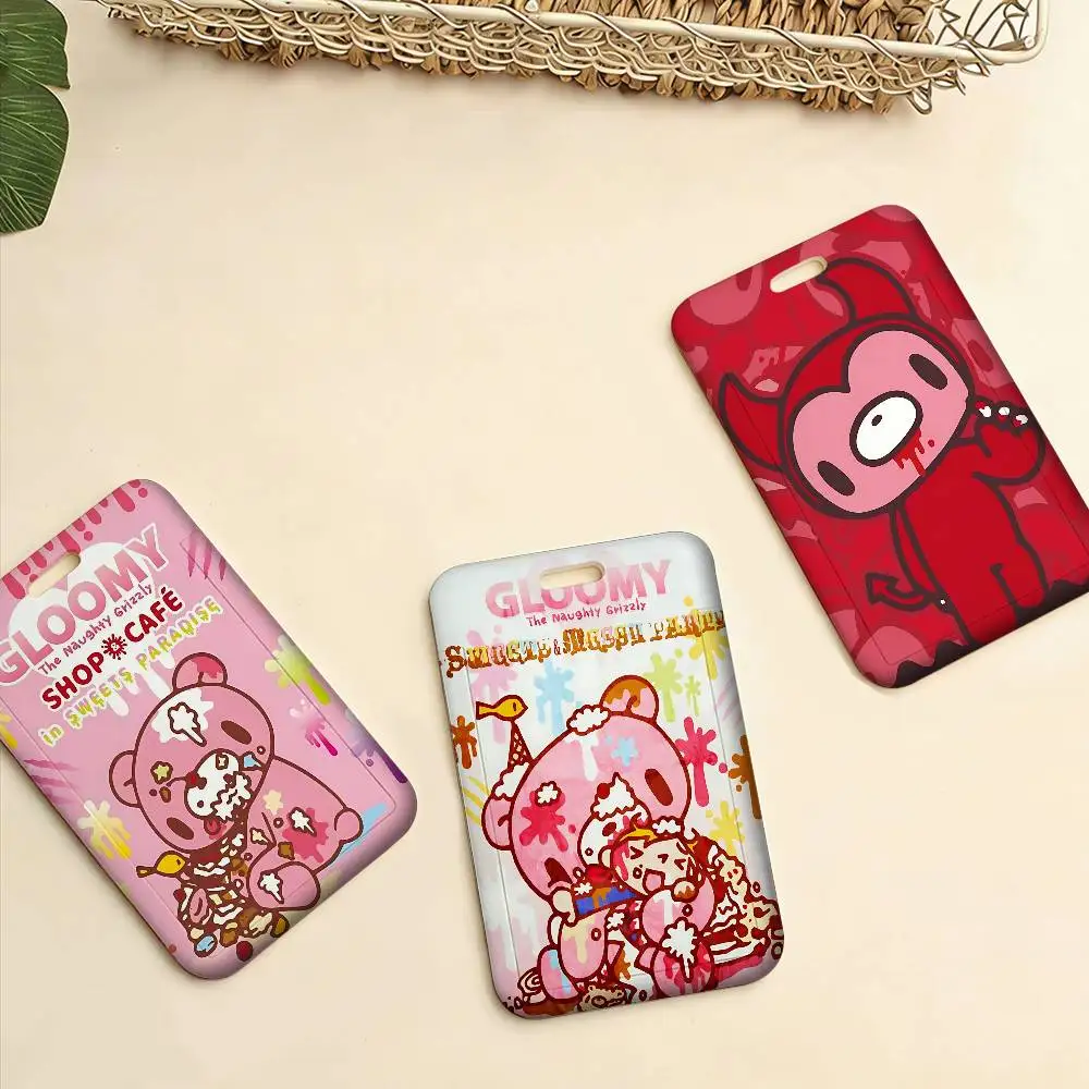 Cartoon G-gloomy Bear ID Badge Card Holder Lanyard Kids Credit Card Case Neck Strap Door Card Holder Credentials Gift