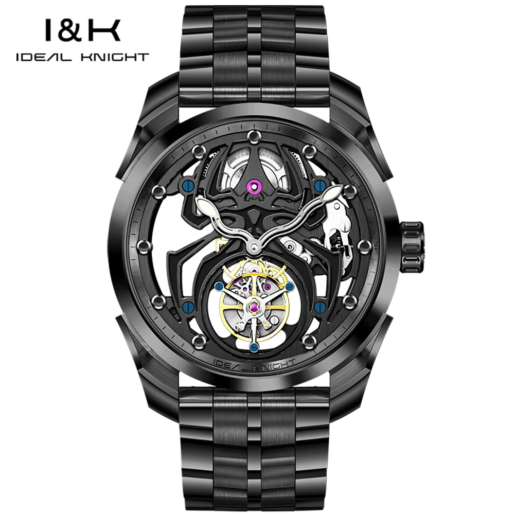 IDEAL KNIGHT 6802 Tourbillon Watch for Men Skeleton Top Brand Wristwatch Sapphire Mirror Luminous waterproof Men Hand Clock