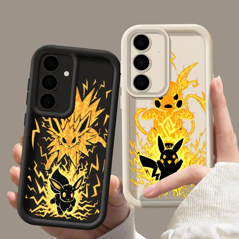 Eevee Pikachu Anime S24FE Phone Case For Samsung Galaxy S24 S23 S21 S20 Fe S25 Ultra S22 Plus 5G Pokemon Shockproof Back Cover