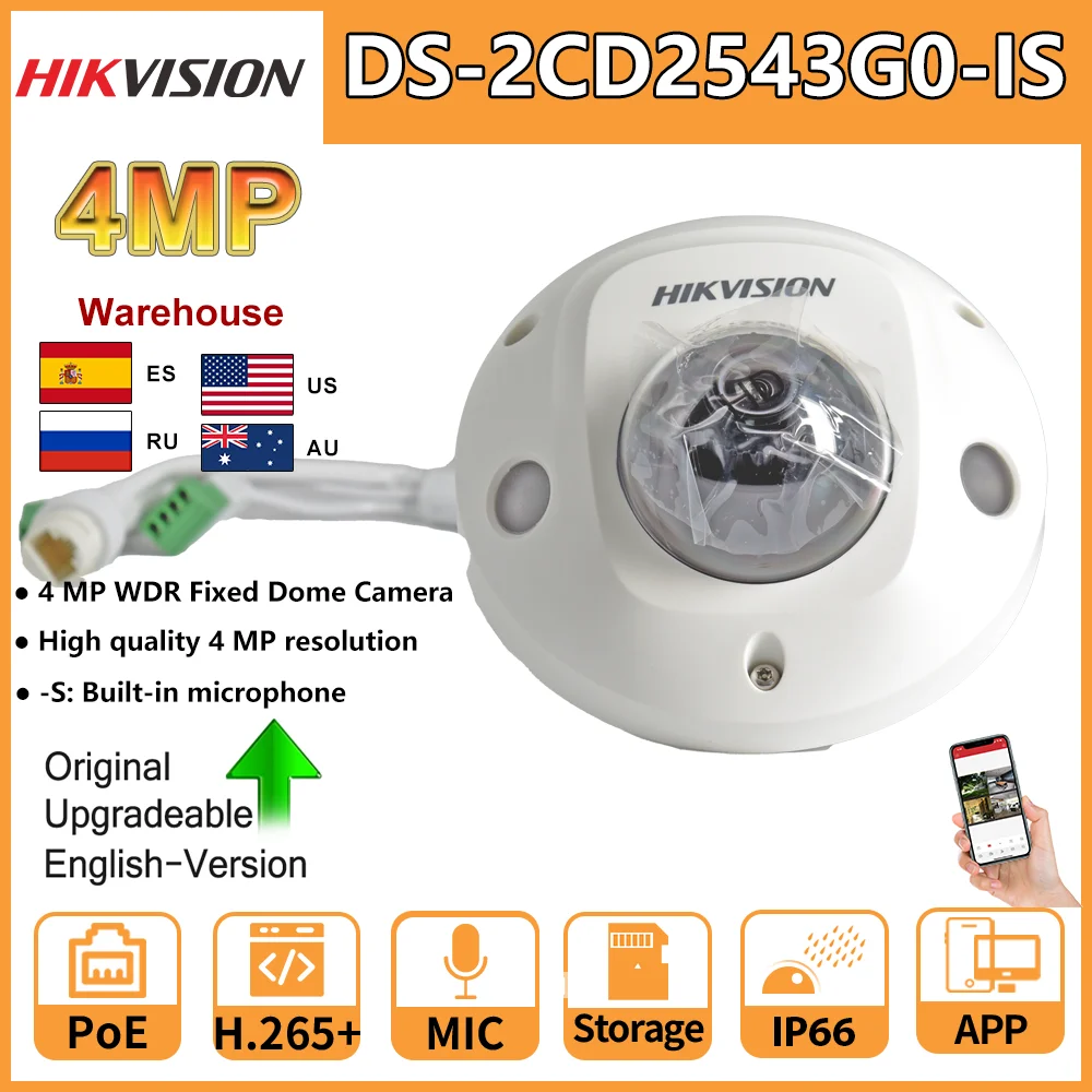 

Hikvision Original IP Camera 4MP DS-2CD2543G2-IS AcuSense Built-in Mic PoE IR Network Dome Security CCTV IP66 Video Surveillance