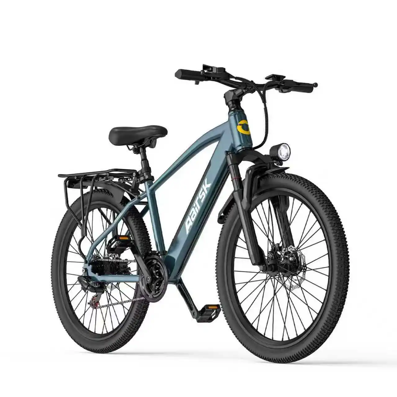 Aairsk S800 26" elektrische stadsfiets voor volwassenen, 250W, 36V, 13Ah, met uitneembare accu, 25 km/u, 60-75 km bereik, 7 versnellingen, dubbele schijfremmen, afsluitbare vering, carbon-legering