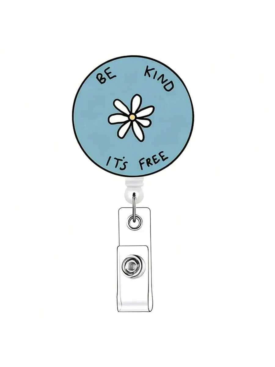 Cordón retráctil plano 2d para tarjeta de identificación de enfermera, 1 unidad, con hebilla, hecho de material acrílico duradero y diseñado con Patt uniforme de enfermera