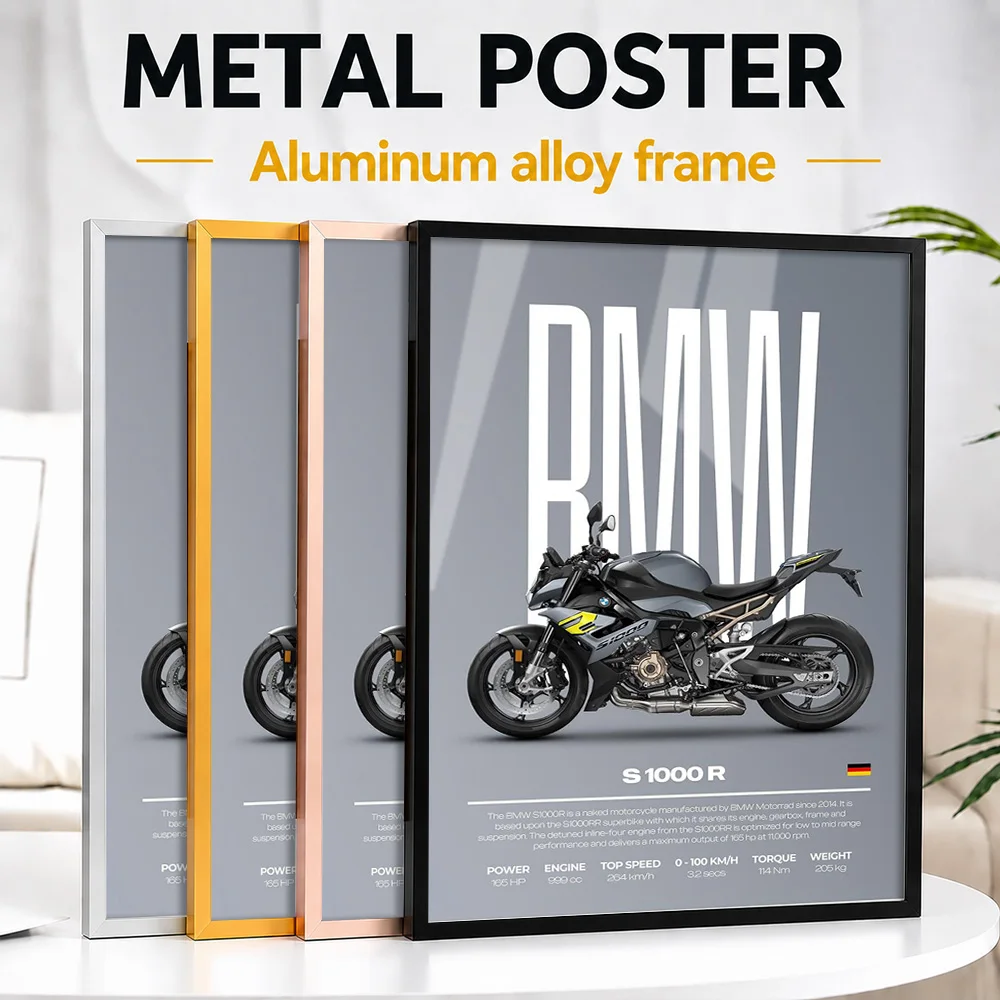Germany S 1000 R Motorcycle Framed Aluminum Metal Poster Customized Photo Mechanical Detail Style Wall Art For Collector Room