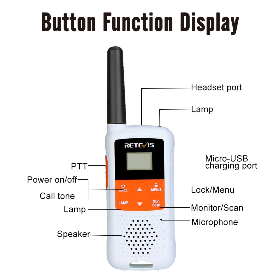 Imagem -02 - Walkie Talkie ou Pcs Pmr446 18 km Rádio Bidirecional Motorola Recarregável Rádio de Caça Pesca Vox Retevis-rt649b