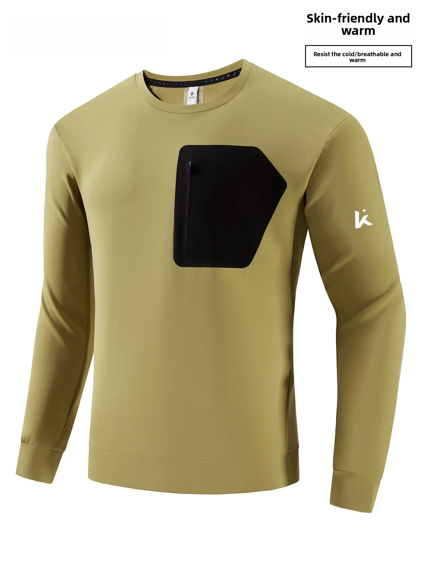 

Men's Lightweight Outdoor Long Sve T-irt Fitn Sport Sweatirt Anti-Wrinkle Warm Soft Comfortable Stand Fit