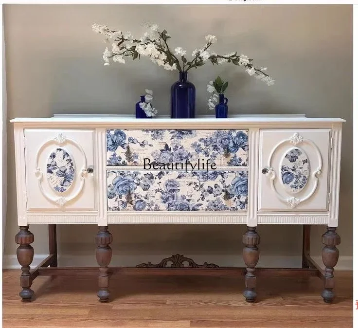 

Z.French retro solid wood entrance cabinet foyer entrance living room decorative cabinet