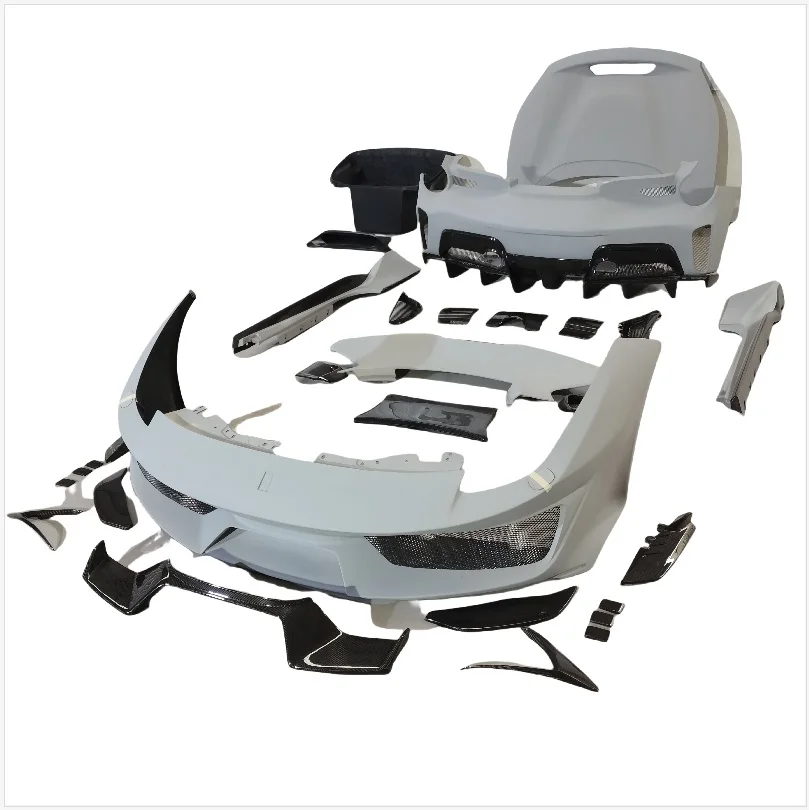 Hot Sale Pista Style Half-carbon Fiber Body Kit Bumper Front Lip Side Skirt Hood Boot Spoiler for  488 GTB