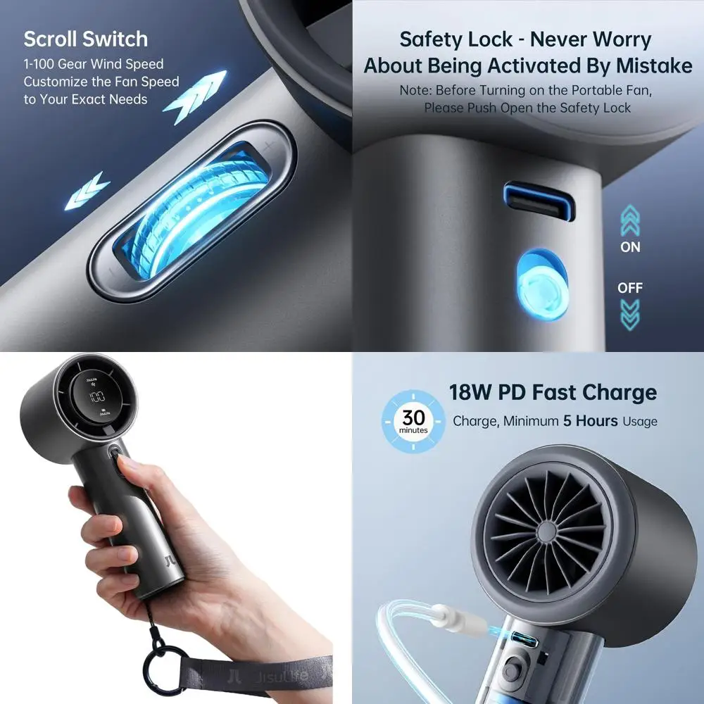 

Портативный вентилятор для экстремального охлаждения - регулируемая скорость, металлический корпус, цифровой дисплей, быстрая зарядка за 1,5 часа, аккумулятор 5000 мАч, идеально подходит для путешествий