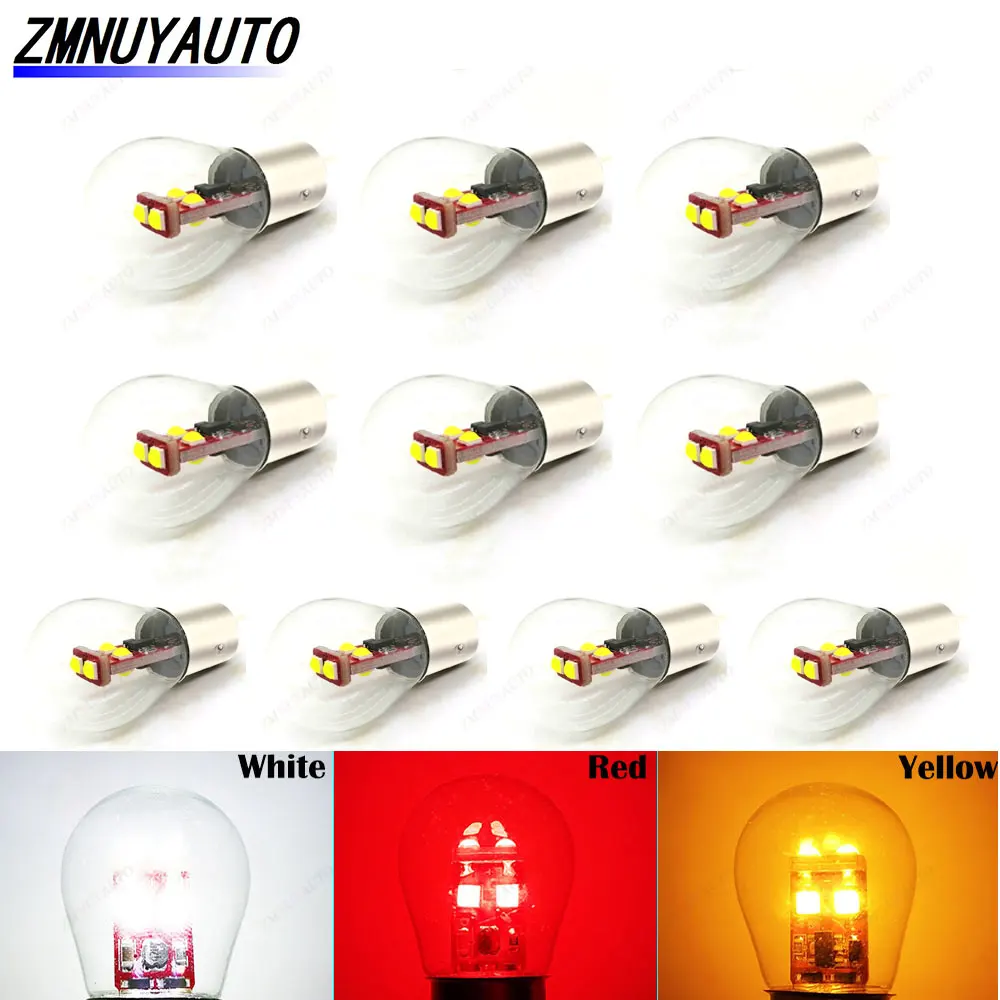 10Pcs BAU15S PY21W 1156 BA15S P21W Car Brake Tail Stop Lamp 1157 BAY15D P21/5W LED 3030 Chips 6 SMD Cars Signal Light 12V 24V