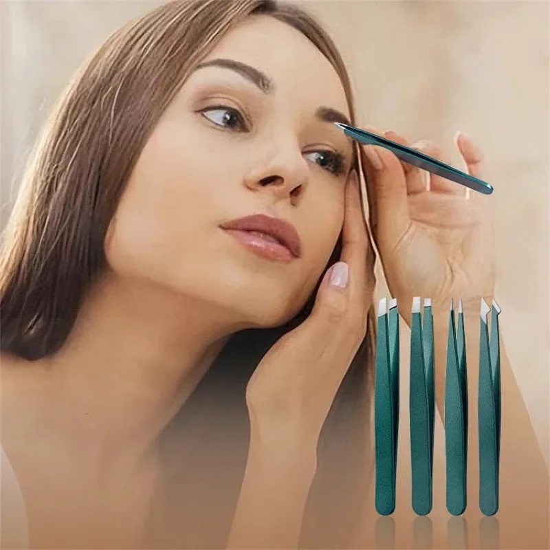 

2/4/6Pieces Beauty Tools Stainless Steel Eyebrow Tweezers Hair Removal Clip Suitable for Eyelash Extension Tweezers Colorful Pro