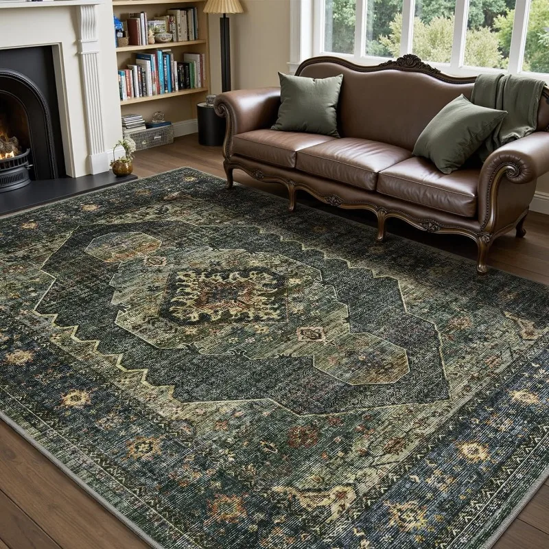 

Nordic Style Living Room Carpet Retro Geometric Pattern Bedroom Rug Machine Washable Non-slip Fashion Luxury Coffee Table Mat 러그