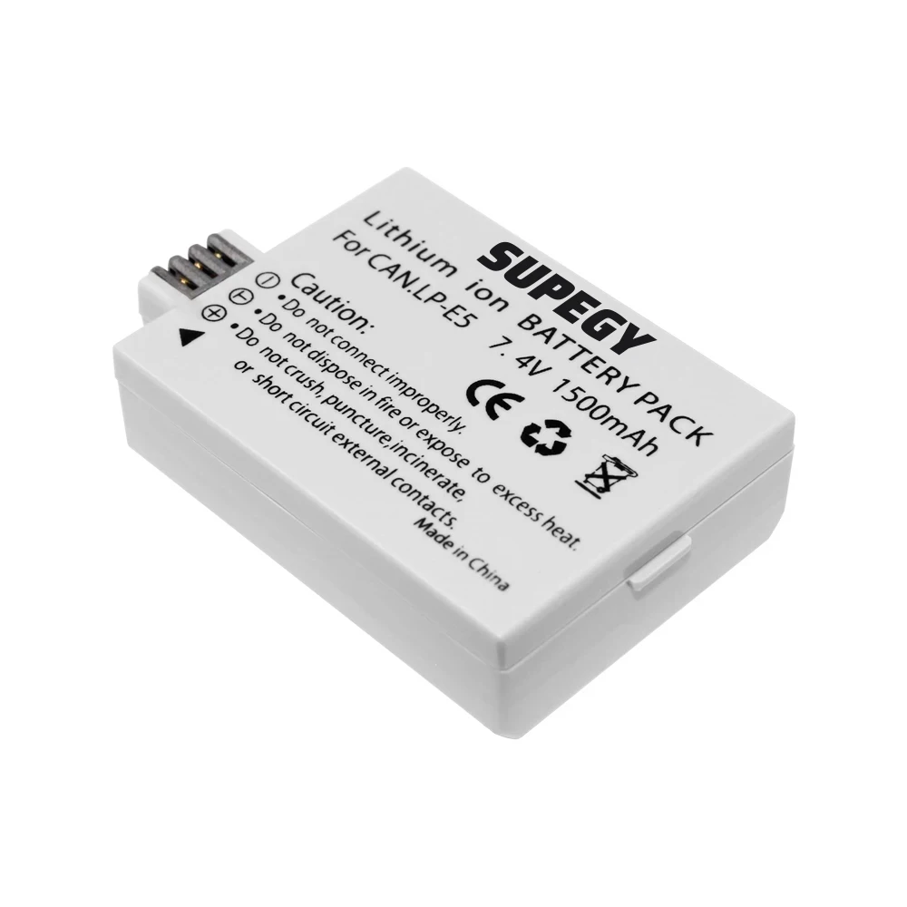 2Packs 1500mAh LP-E5 LPE5 LP E5 Battery for Canon EOS Rebel XS, Rebel T1i, Rebel XSi, 1000D, 500D, 450D, Kiss X3,X2, F