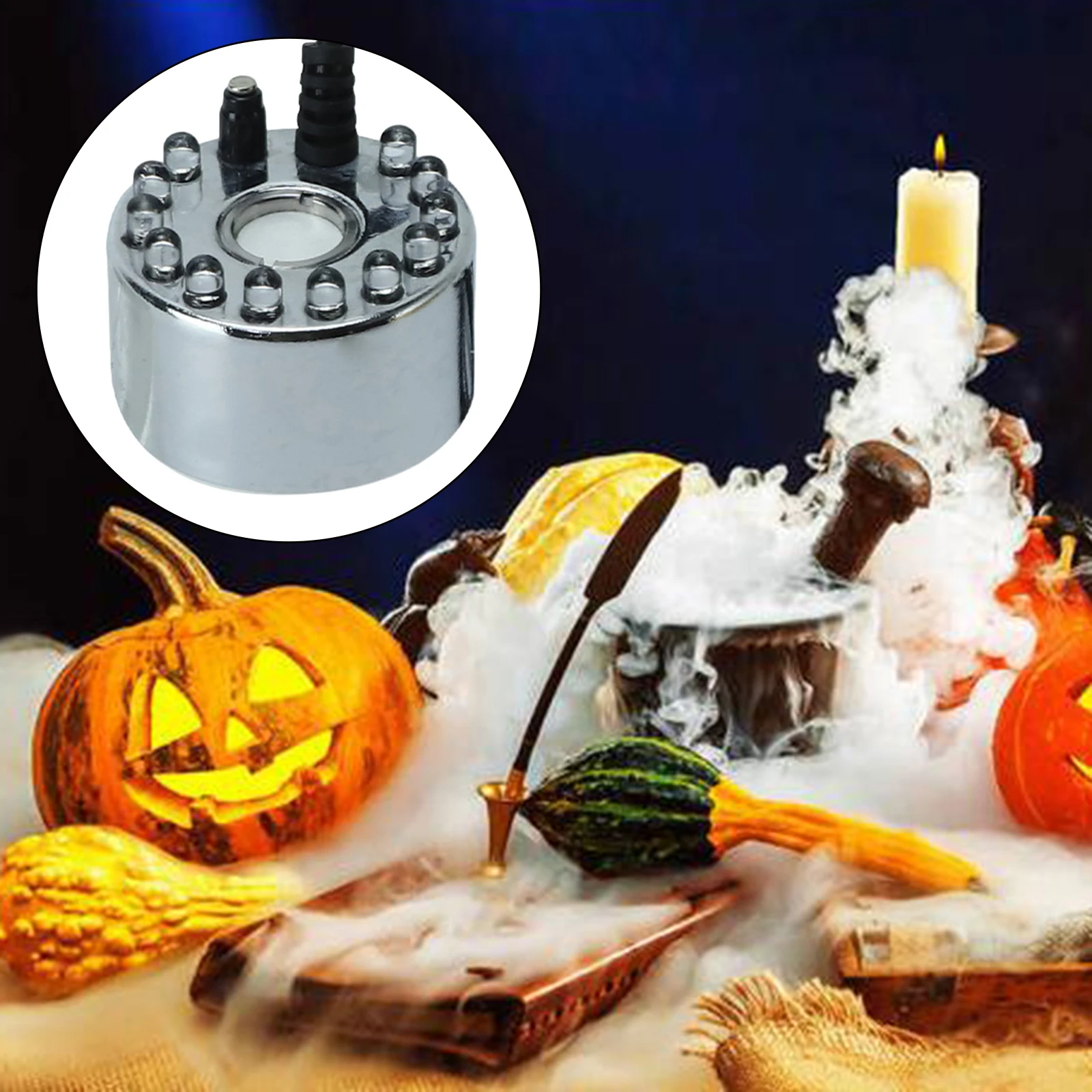 2023 Halloween Mini LED Pumpkin Light Fogger Water Fountain Pond Fog Machine Atomizer for Halloween Christmas Party Decoration