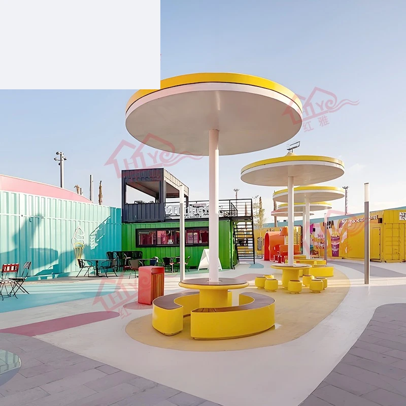 Customized fiberglass umbrella shape gazebo seat combination outdoor anti-corrosion luminous sun protection rain protection gall