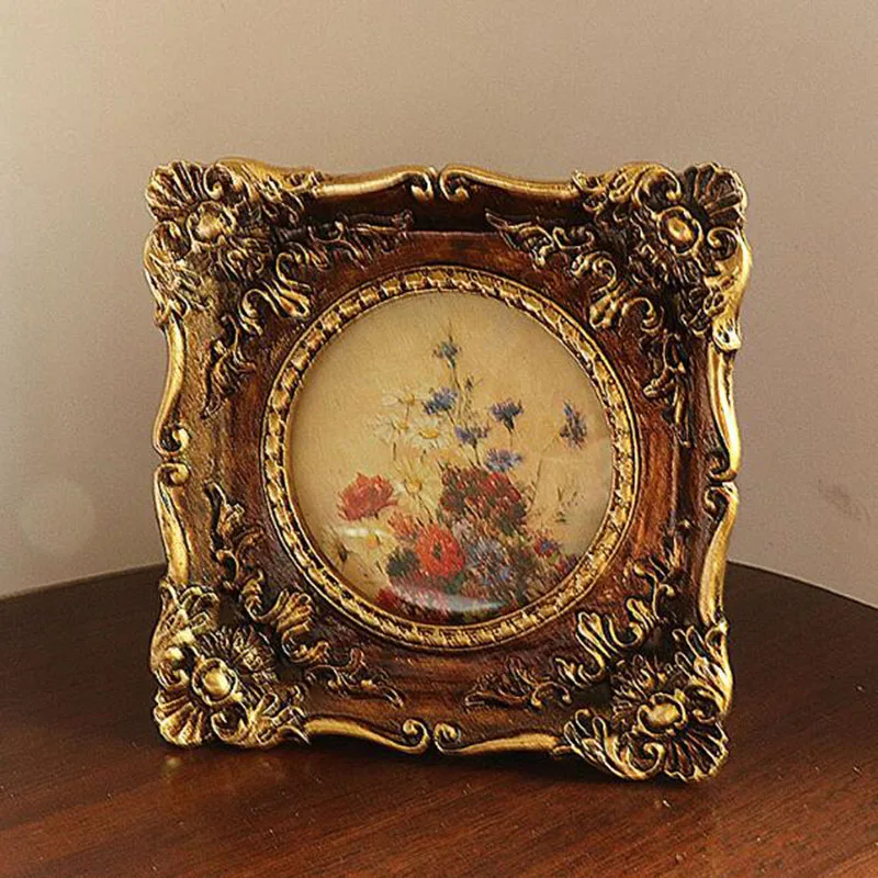 European Style Retro Resin Relief Square Photo Frame Picture Frame Office Desktop Ornaments for Home Decor