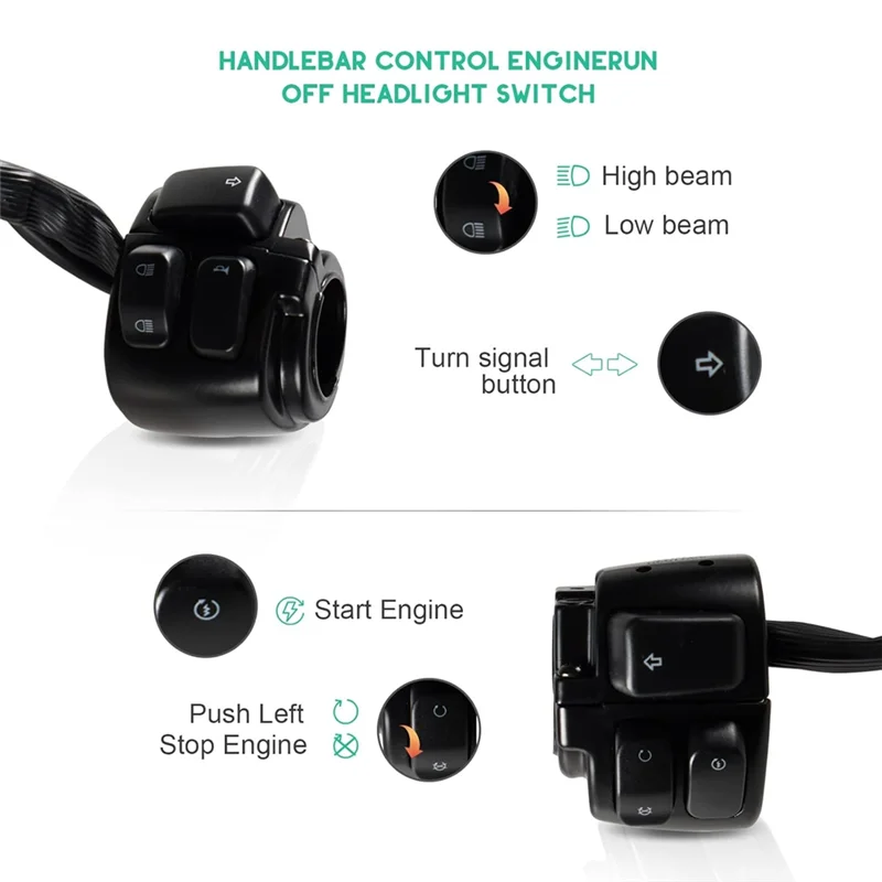 

Universall Motorcycle Handlebar Switches Control For Softail Dyna Sportster V-Rod 1996-2012 Horn Turn Signals Light On/Of
