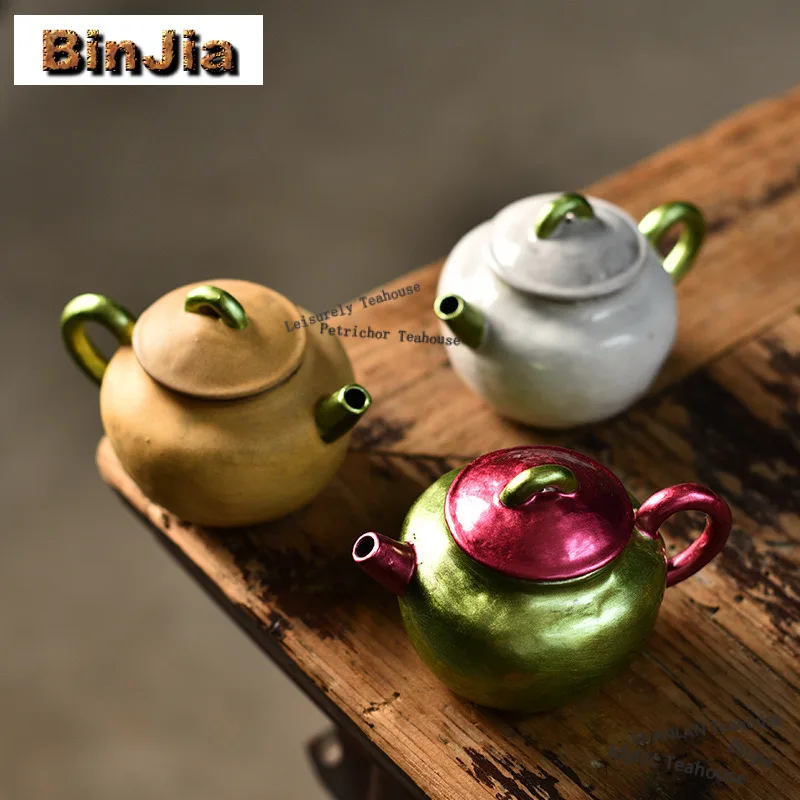 120ml Powder Yin Teapot Handmade Tea Infuser Pot Tea Brewing Kettle With Filter Tieguanyin Tea Ceremony Accessories Gift Craft