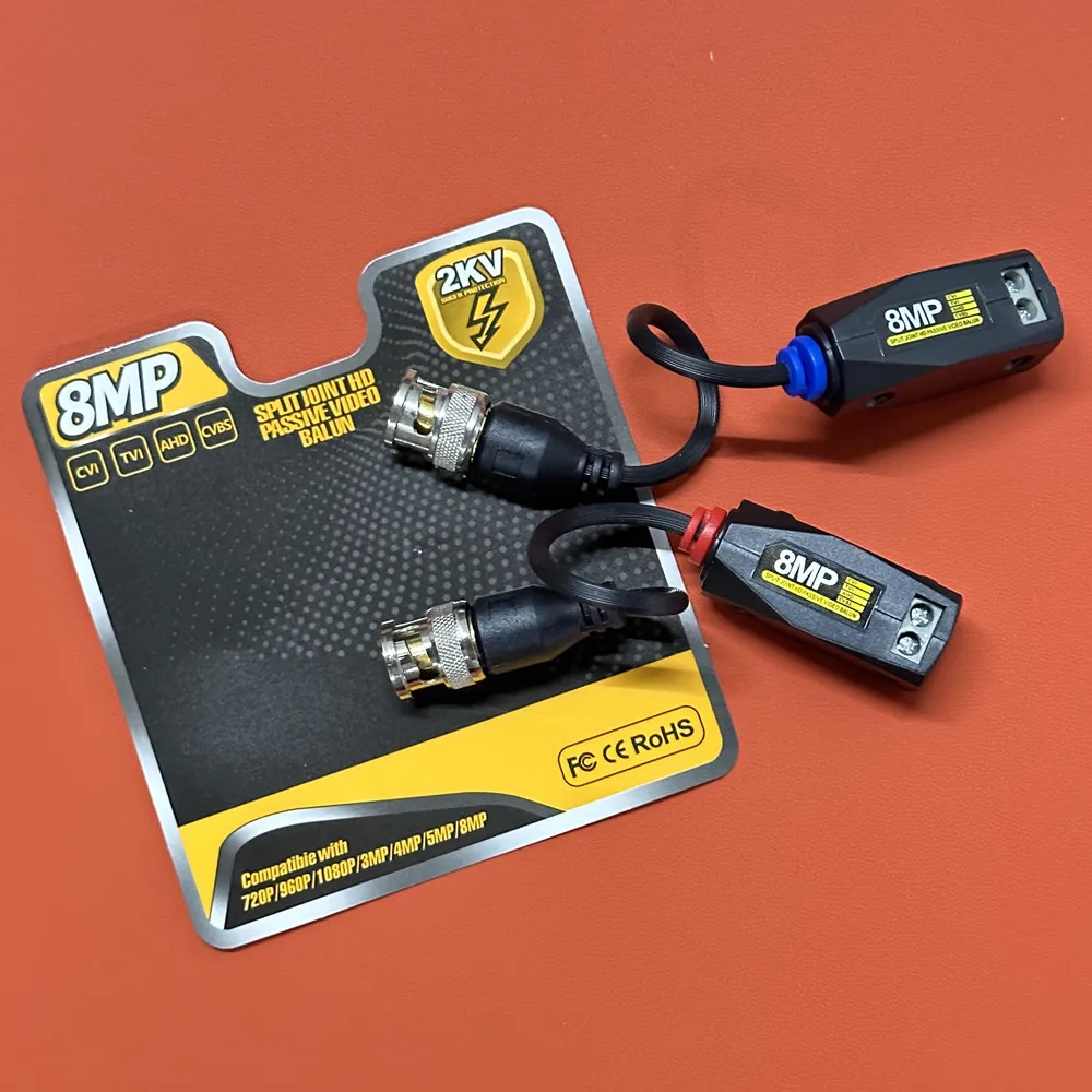 cctv-hd-video-balun-8mp-bnc-connector-transmission-passive-twisted-pair-transmitter-cctv-cable-support-hd-8mp-ahd-cvi-tvi-camera